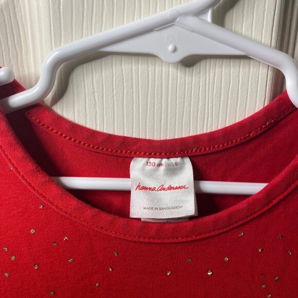 Hanna Andersson Shimmer Star Dress In Red and Gold Soft Tulle. Size 8 - Picture 3 of 6